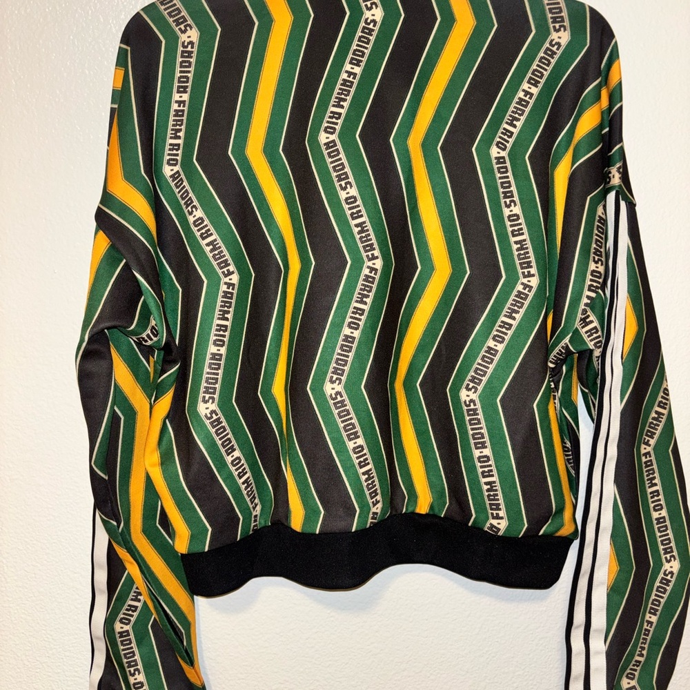 Adidas x Farm Rio Women’s Track Jacket Green Yellow Full Zip large - Picture 3 of 5